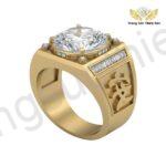 Nhẫn Nam Chữ Phúc Topaz Trắng Vàng 18K Thiết Kế Sang Trọng TBM17