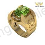 Nhẫn Nam Đá Peridot Xanh Lá Vàng Tây 18K TBM156