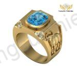 Nhẫn Nam Tuổi Sửu Đá Topaz Xanh Thiết Kế Đẳng Cấp TBM162