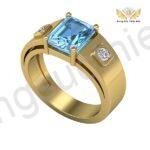 Nhẫn Đeo Tay Nam Đơn Giản Mặt Đá Topaz Xanh TBM120