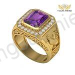 Nhẫn Nam Phong Thủy Đẹp Đá Thạch Anh Tím TBM131