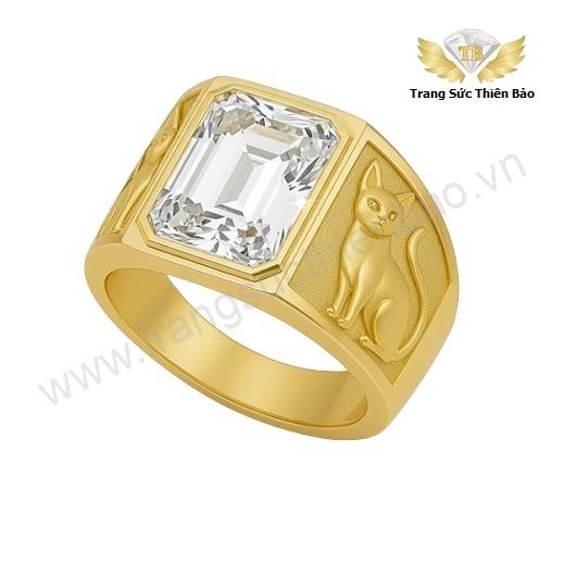 Nhẫn Nam Theo Tuổi Đẹp Đính Đá Topaz Trắng