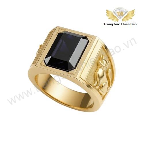 Nhẫn Tuổi Mão 1975 Mệnh Thuỷ Đá Sapphire Đen