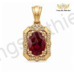 Mặt Dây Chuyền Nam Mặt Đính Đá Ruby Đỏ Phong Thủy MDM214