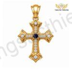 Mặt Dây Chuyền Nam Hình Thánh Giá Đá Sapphire Xanh Bích MDM205