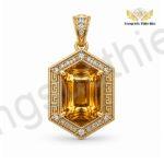 Mặt Dây Nam Đính Đá Citrine Vàng Thiết Kế Nam Tính MDM207