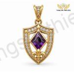 Mặt Dây Đính Đá Thạch Anh Tím Vàng 18K Cá Tính MDM212