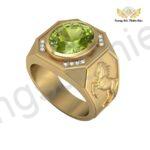Nhẫn Peridot Xanh Lá Khắc Hình Ngựa Tinh Xảo TBM184