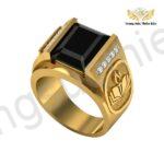 Nhẫn Giáo Viên Mặt Đá Sapphire Đen Thiên Nhiên TBM201