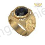Nhẫn Mã Đáo Thành Công Đính Đá Sapphire Đen Thiên Nhiên TB182
