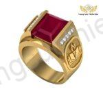 Nhẫn Nam Đá Ruby Khắc Biểu Tượng Quyền Sách Và Ngọn Đuốc TBM198