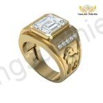 Nhẫn Khắc Hình Dê Đẹp Đính Đá Topaz Trắng Thiên Nhiên TBM189