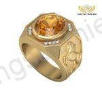 Nhẫn Phong Thủy Hình Ngựa Mặt Đá Citrine Vàng TBM186