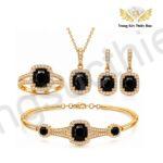 Bộ Trang Sức Đá Sapphire Đen Thiên Nhiên Sang Trọng TBB279