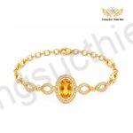 Lắc Tay Nữ Đẹp Đá Citrine Thiên Nhiên Vàng Tây 18K TBV291