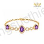 Lắc Tay Nữ Vàng 18K Trẻ Trung Đính Đá Thạch Anh Tím TBV288
